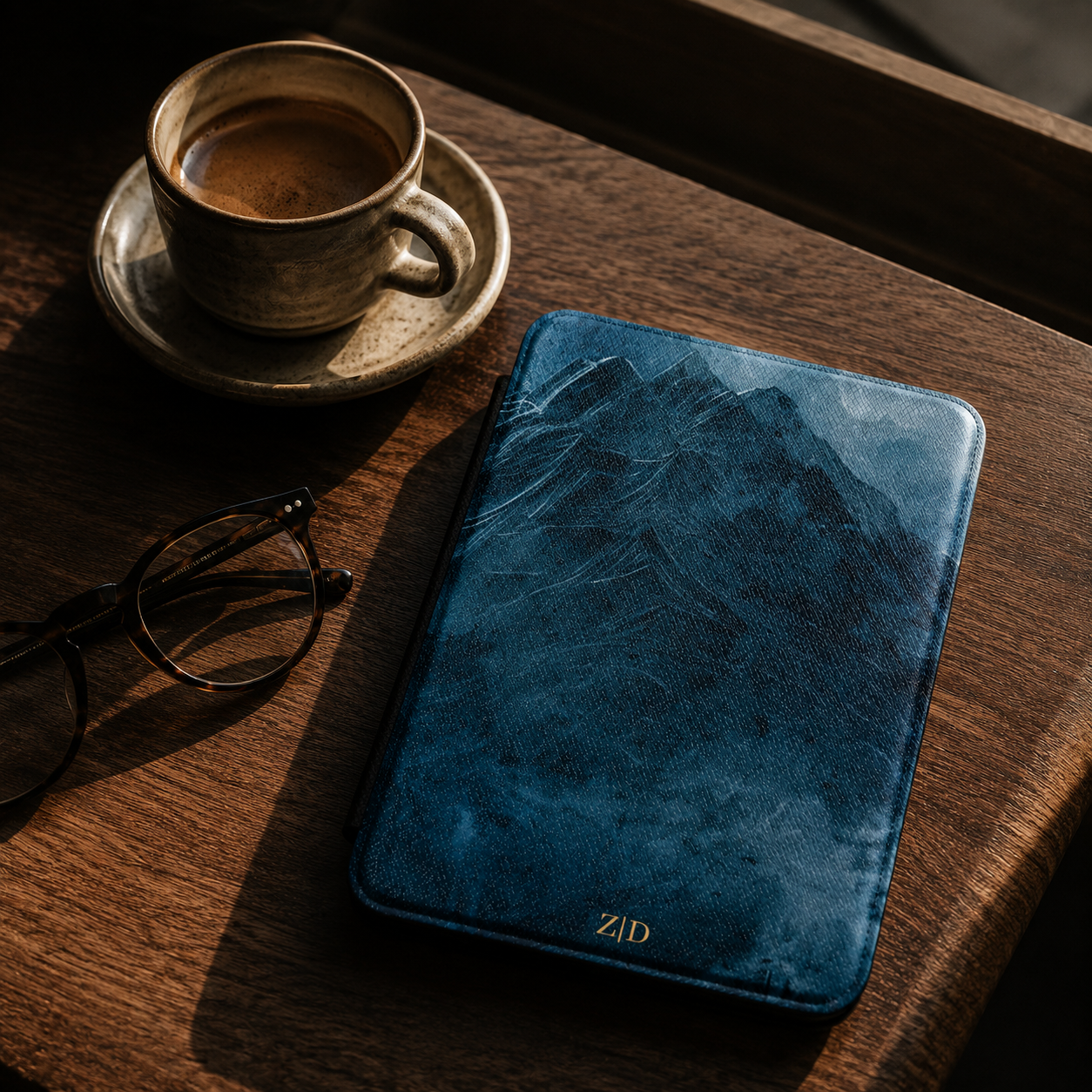 Blue Mountain Sketch Kindle Case | Initials