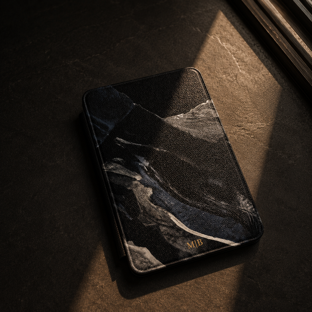 Black Marble Kindle Case | Personalized Initials