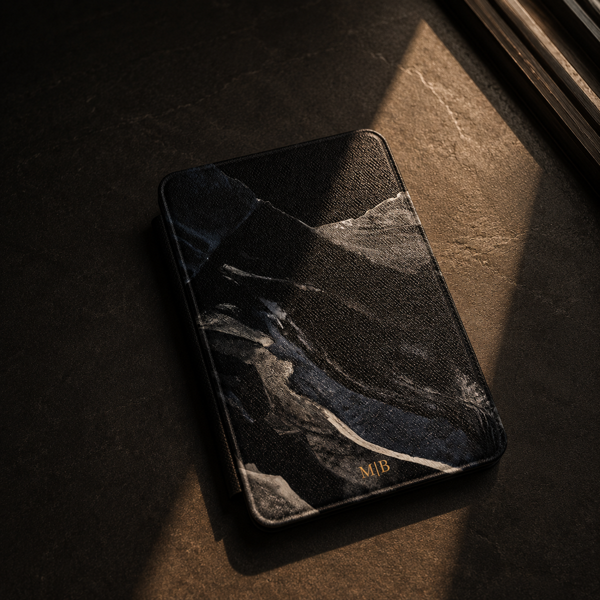 Black Marble Kindle Case | Personalized Initials