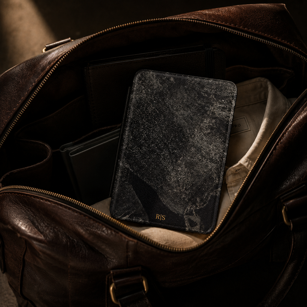 Black Stone Texture Kindle Case | Custom Initials