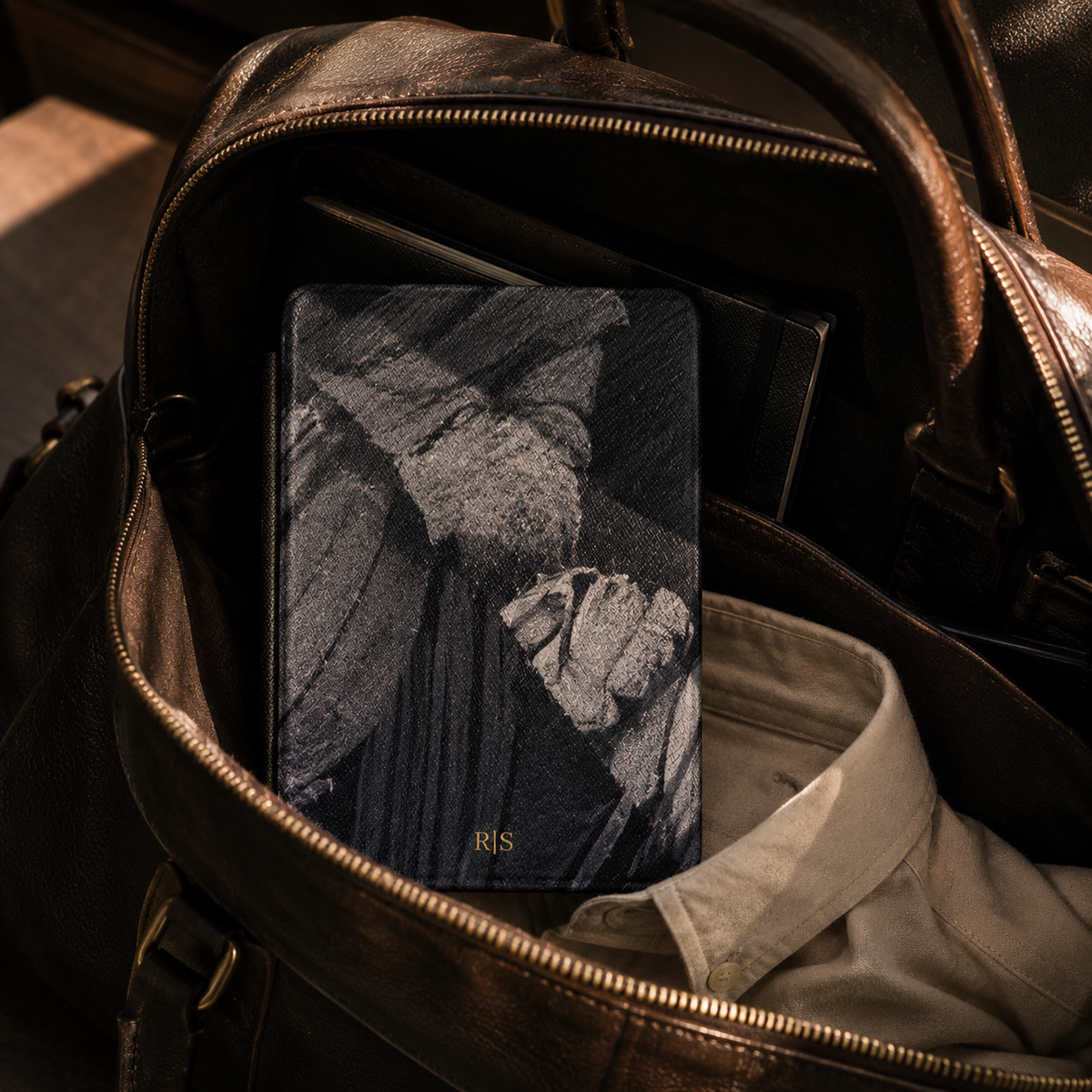 Black Marble Streak Kindle Case | Initials