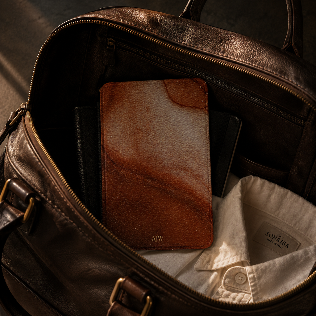 Terracotta Wave Marble Kindle Case | Initials