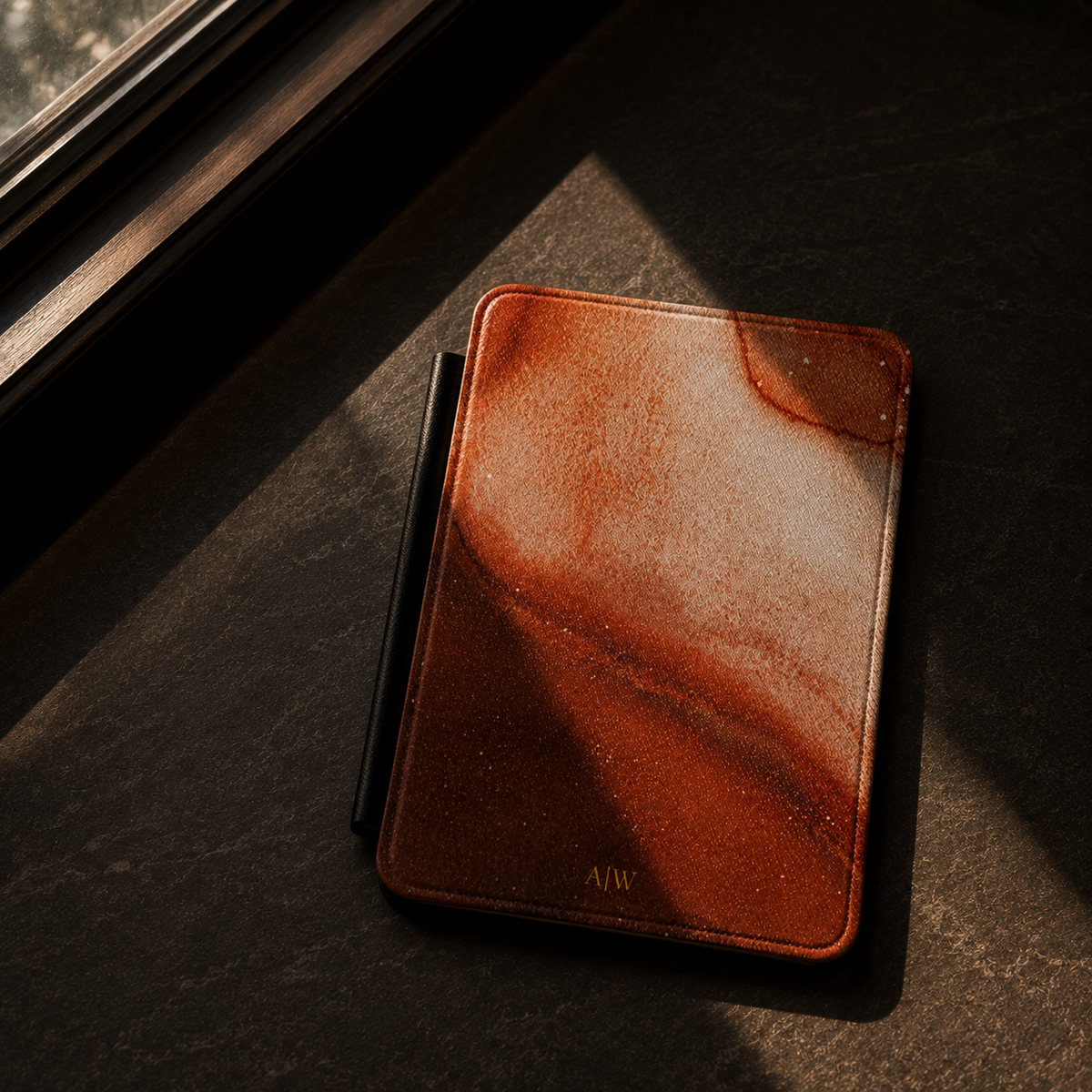 Terracotta Wave Marble Kindle Case | Initials