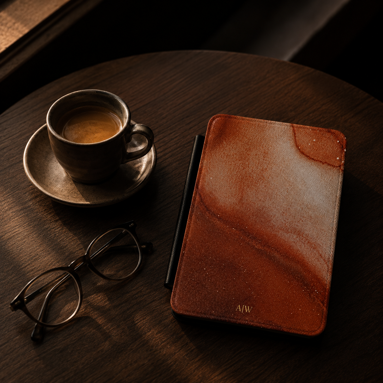 Terracotta Wave Marble Kindle Case | Initials