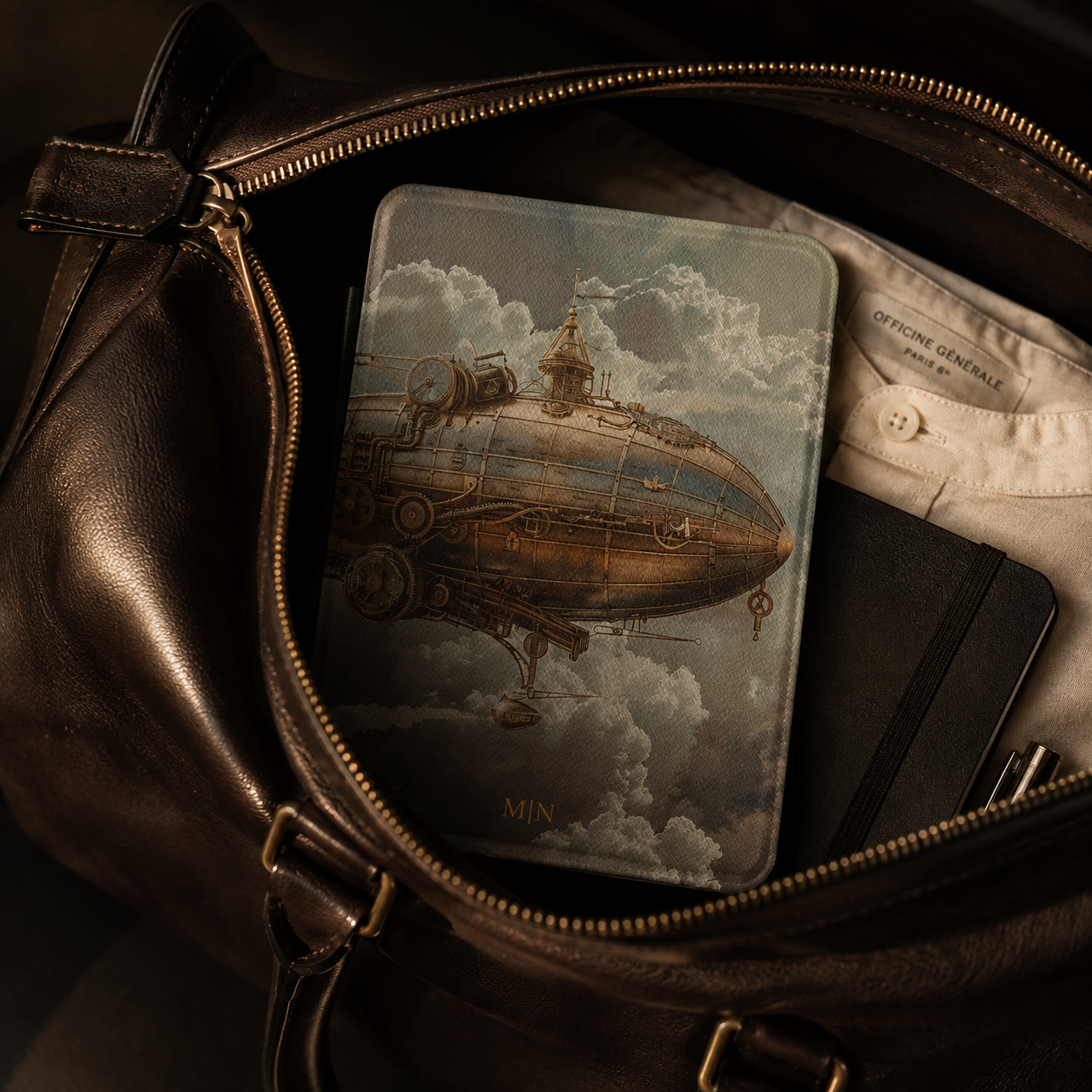 Steampunk Sky Zeppelin Kindle Case | Initials