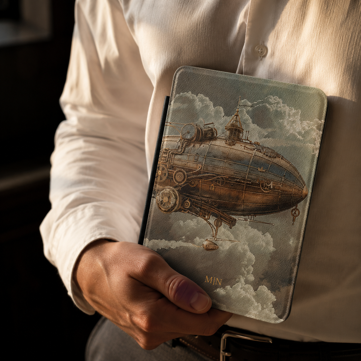 Steampunk Sky Zeppelin Kindle Case | Initials