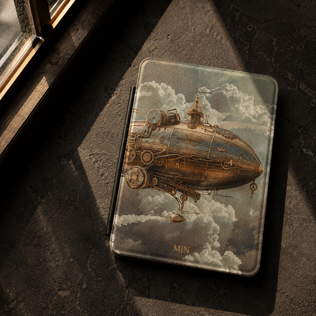 Steampunk Sky Zeppelin Kindle Case | Initials