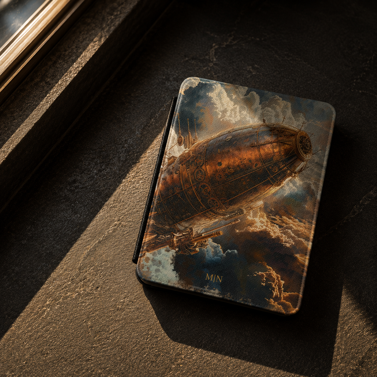 Steampunk Cloud Airship Kindle Case | Initials