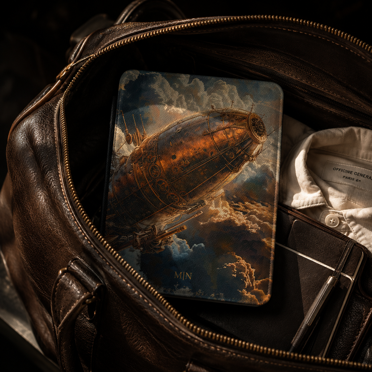 Steampunk Cloud Airship Kindle Case | Initials