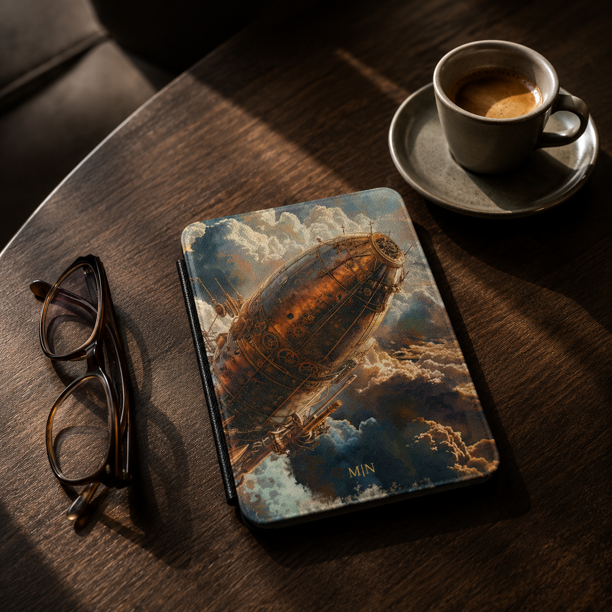 Steampunk Cloud Airship Kindle Case | Initials