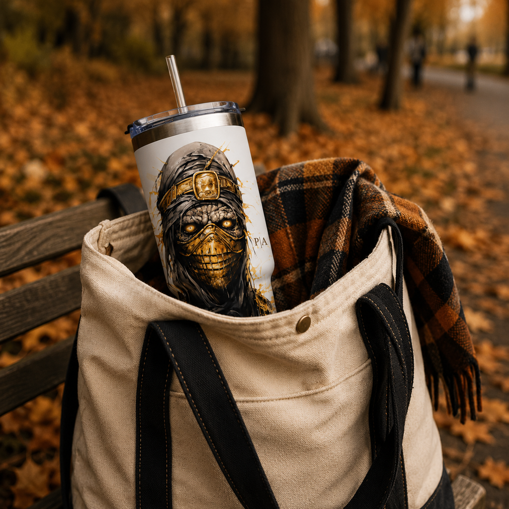 Personalized 40oz Tumbler with Handle - Masked Warrior Custom Initials