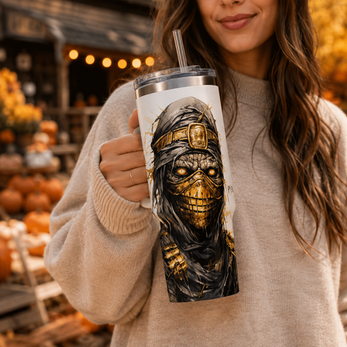 Personalized 40oz Tumbler with Handle - Masked Warrior Custom Initials