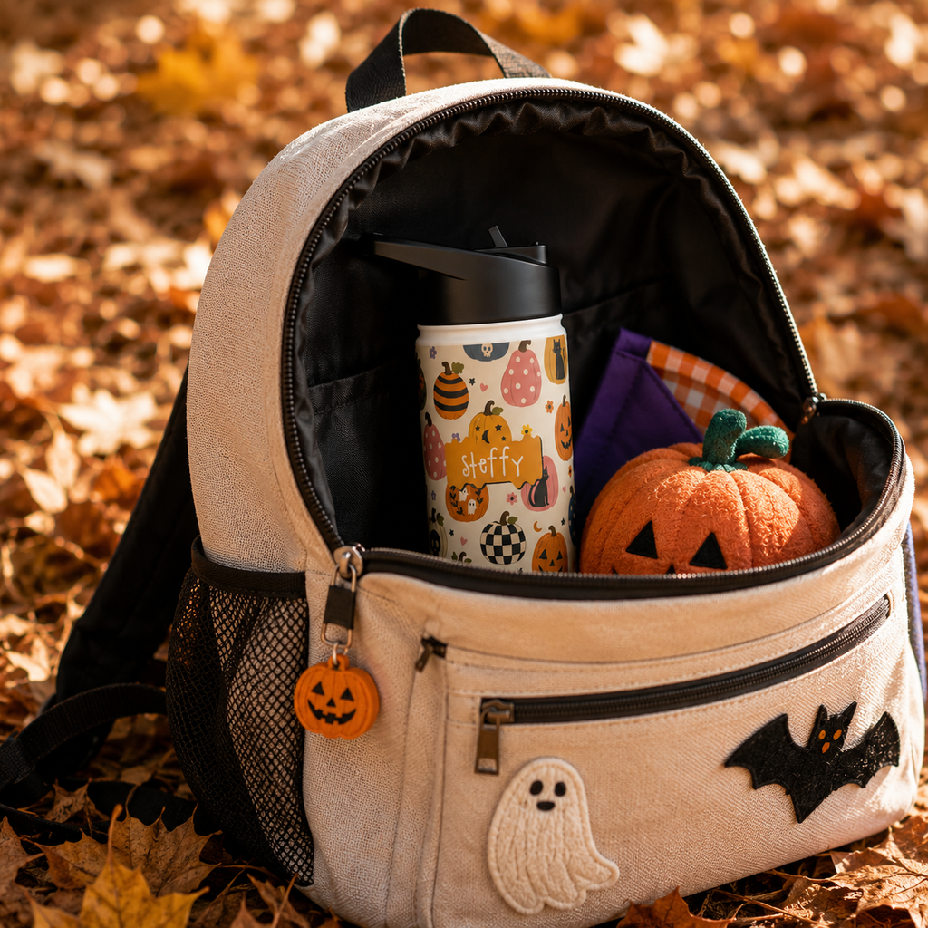 Personalized Water Bottle - Halloween Pumpkin Patch Custom Name