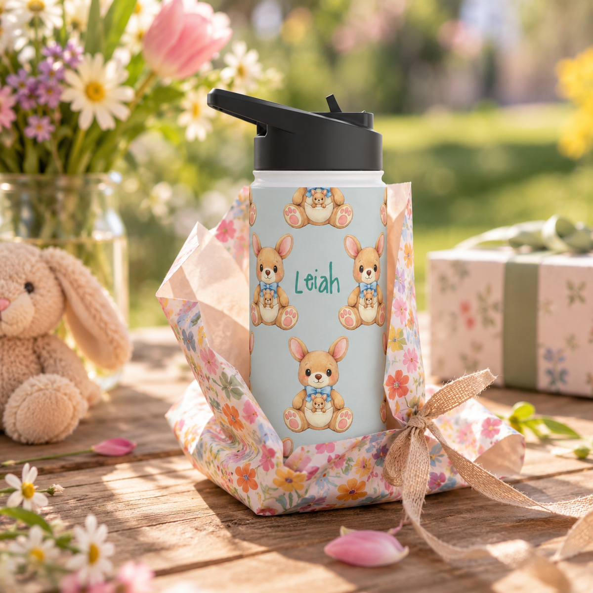 Personalized Water Bottle - Baby Zebra Custom Name