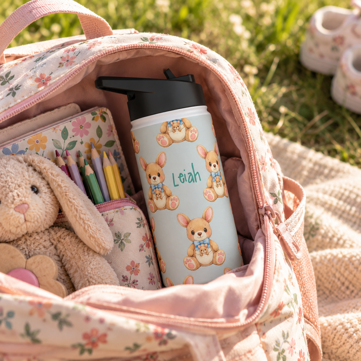 Personalized Water Bottle - Baby Zebra Custom Name