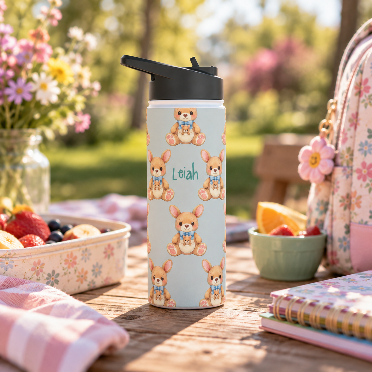 Personalized Water Bottle - Baby Zebra Custom Name