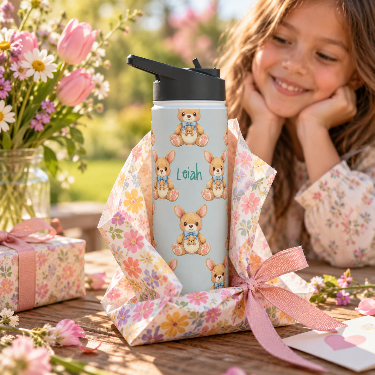 Personalized Water Bottle - Baby Zebra Custom Name
