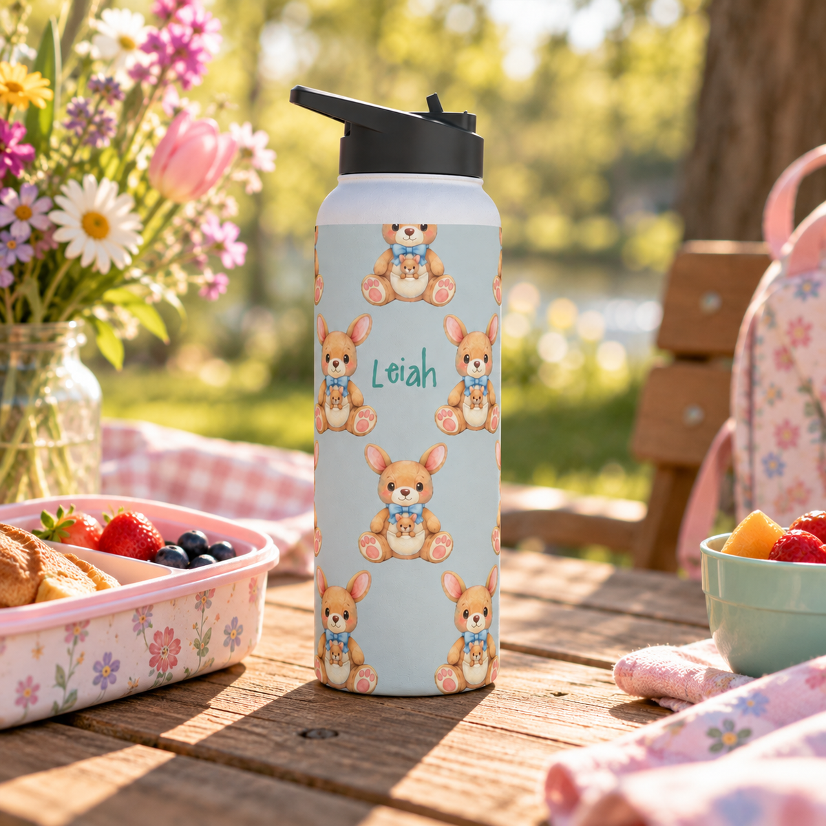 Personalized Water Bottle - Baby Zebra Custom Name