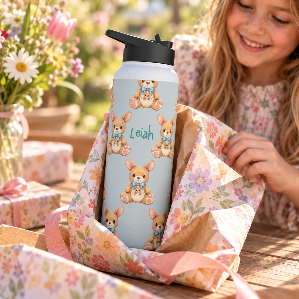 Personalized Water Bottle - Baby Zebra Custom Name