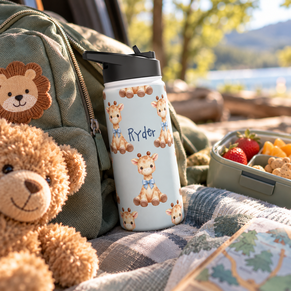 Personalized Water Bottle - Baby Giraffe Custom Name