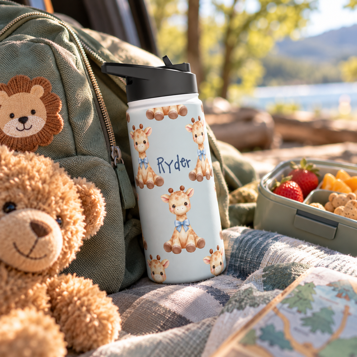 Personalized Water Bottle - Baby Giraffe Custom Name