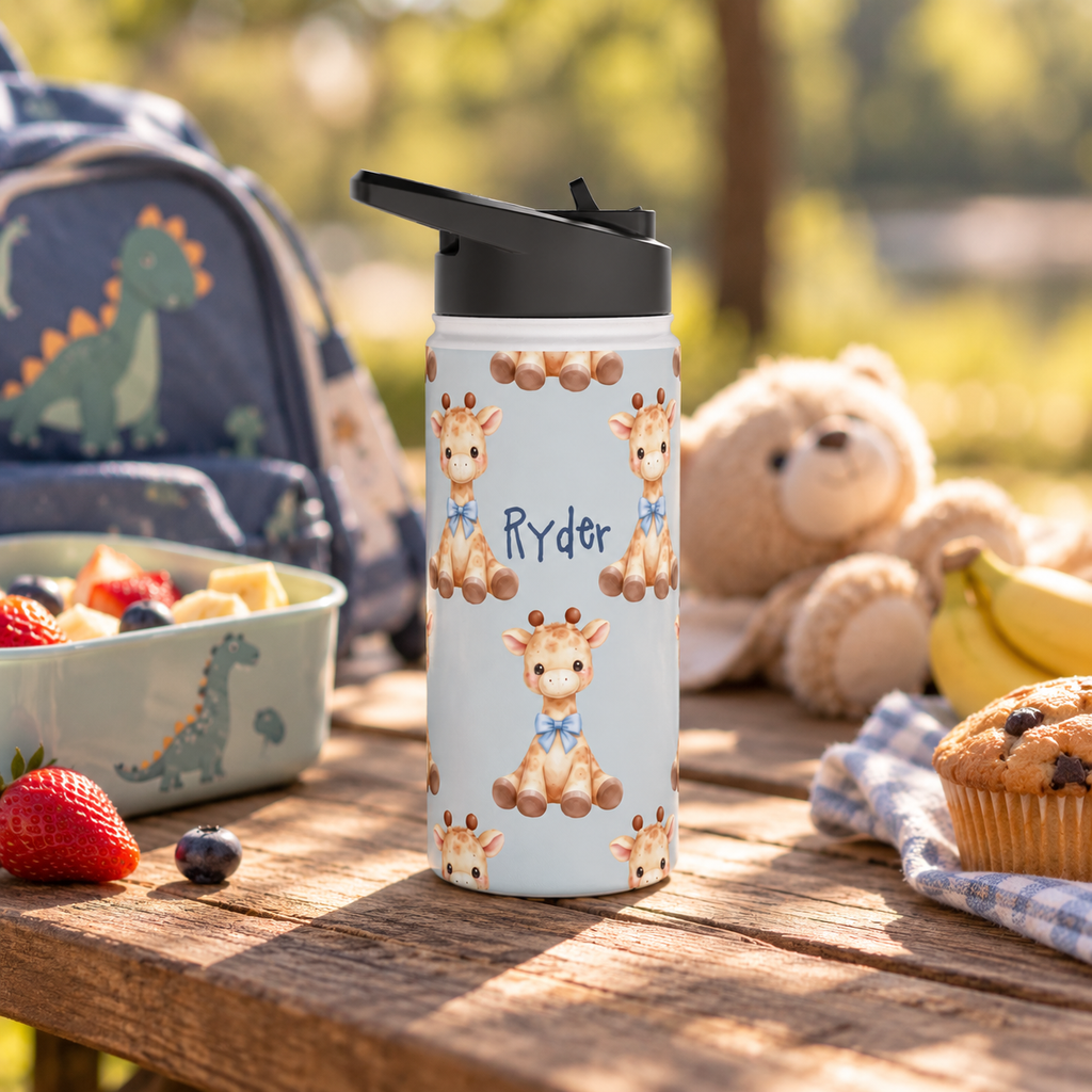 Personalized Water Bottle - Baby Giraffe Custom Name