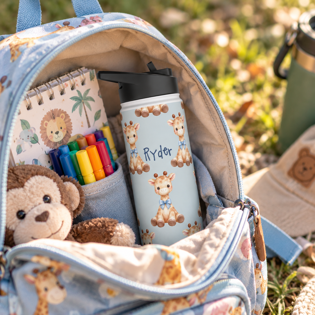 Personalized Water Bottle - Baby Giraffe Custom Name