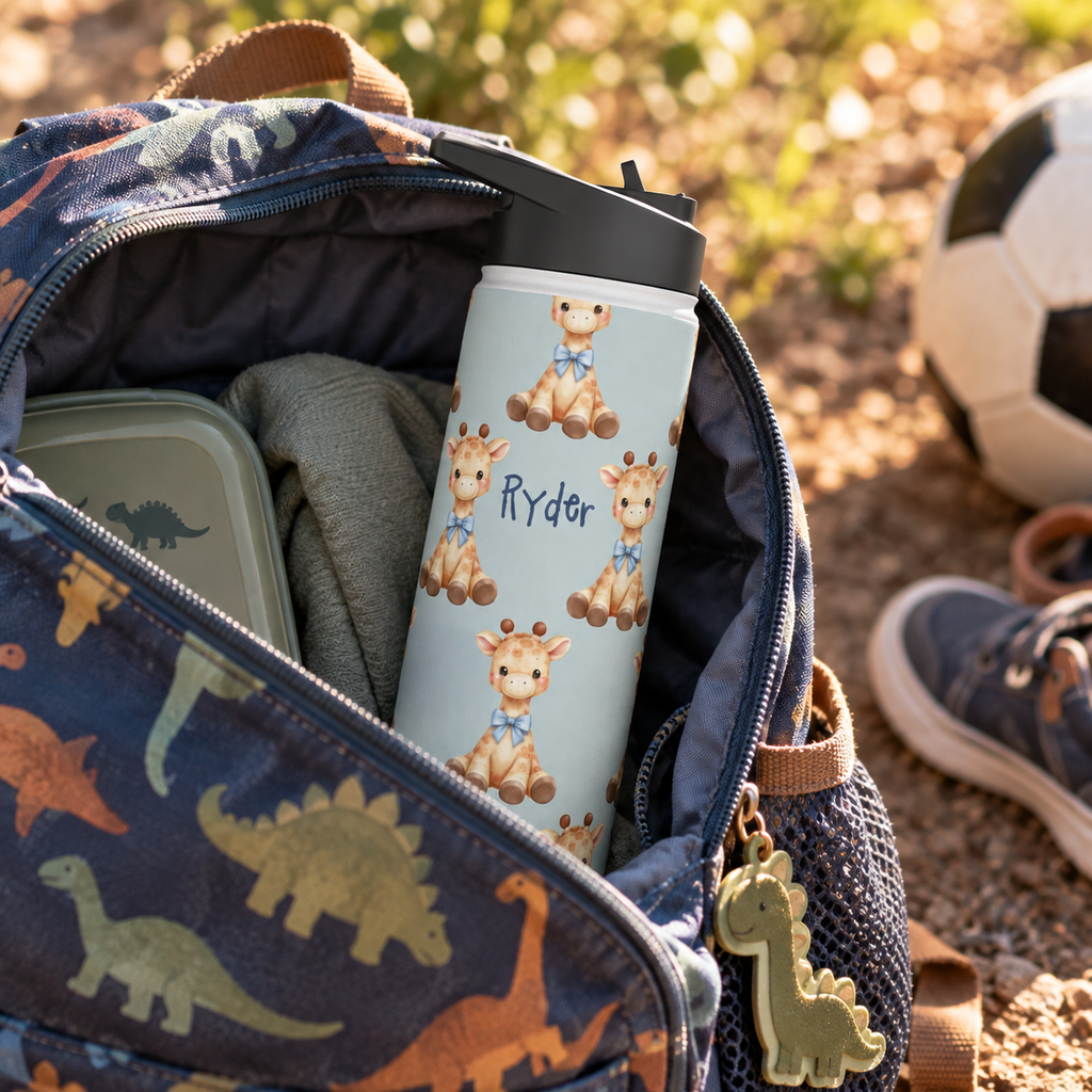Personalized Water Bottle - Baby Giraffe Custom Name