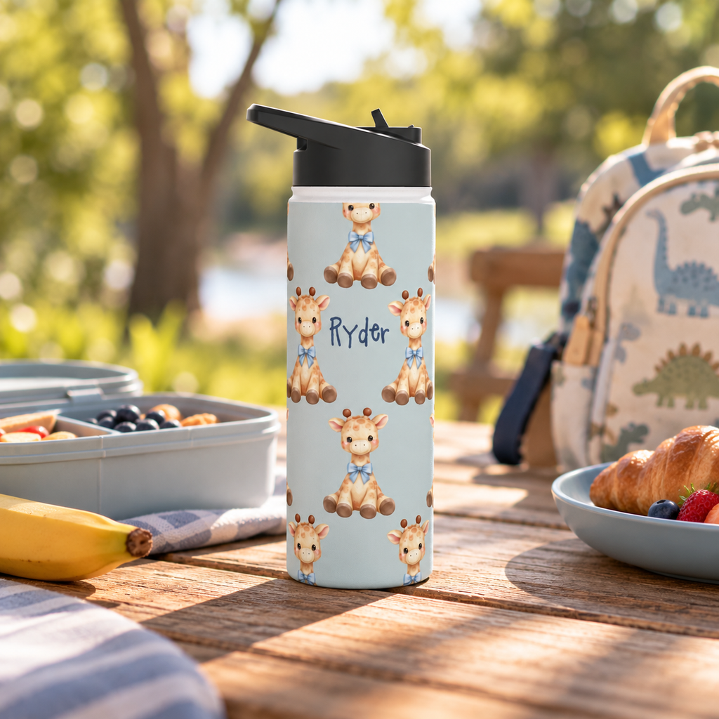 Personalized Water Bottle - Baby Giraffe Custom Name