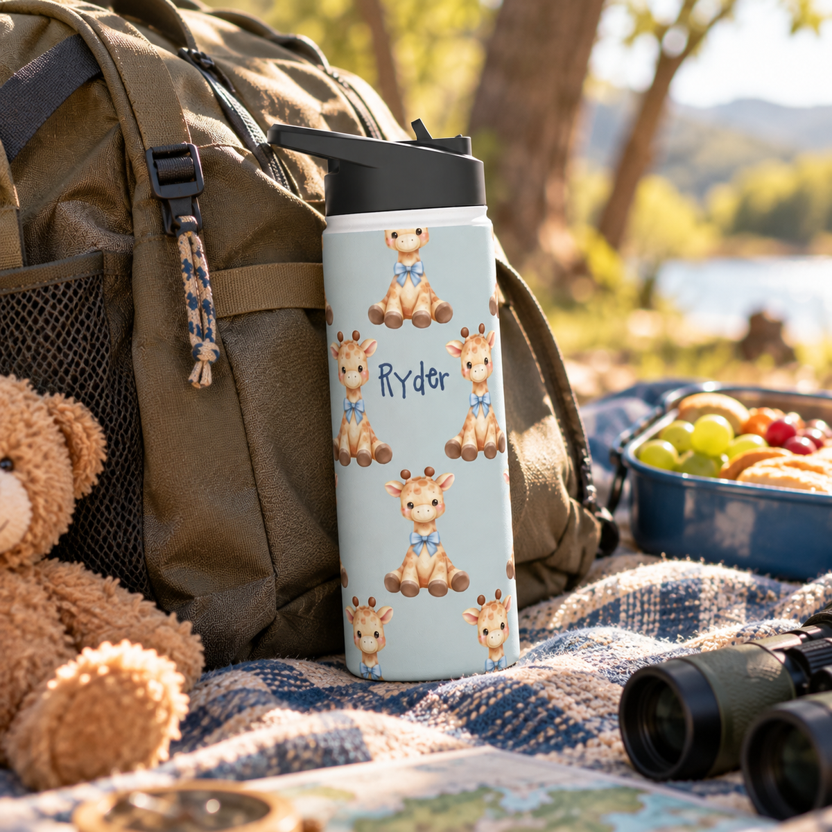 Personalized Water Bottle - Baby Giraffe Custom Name
