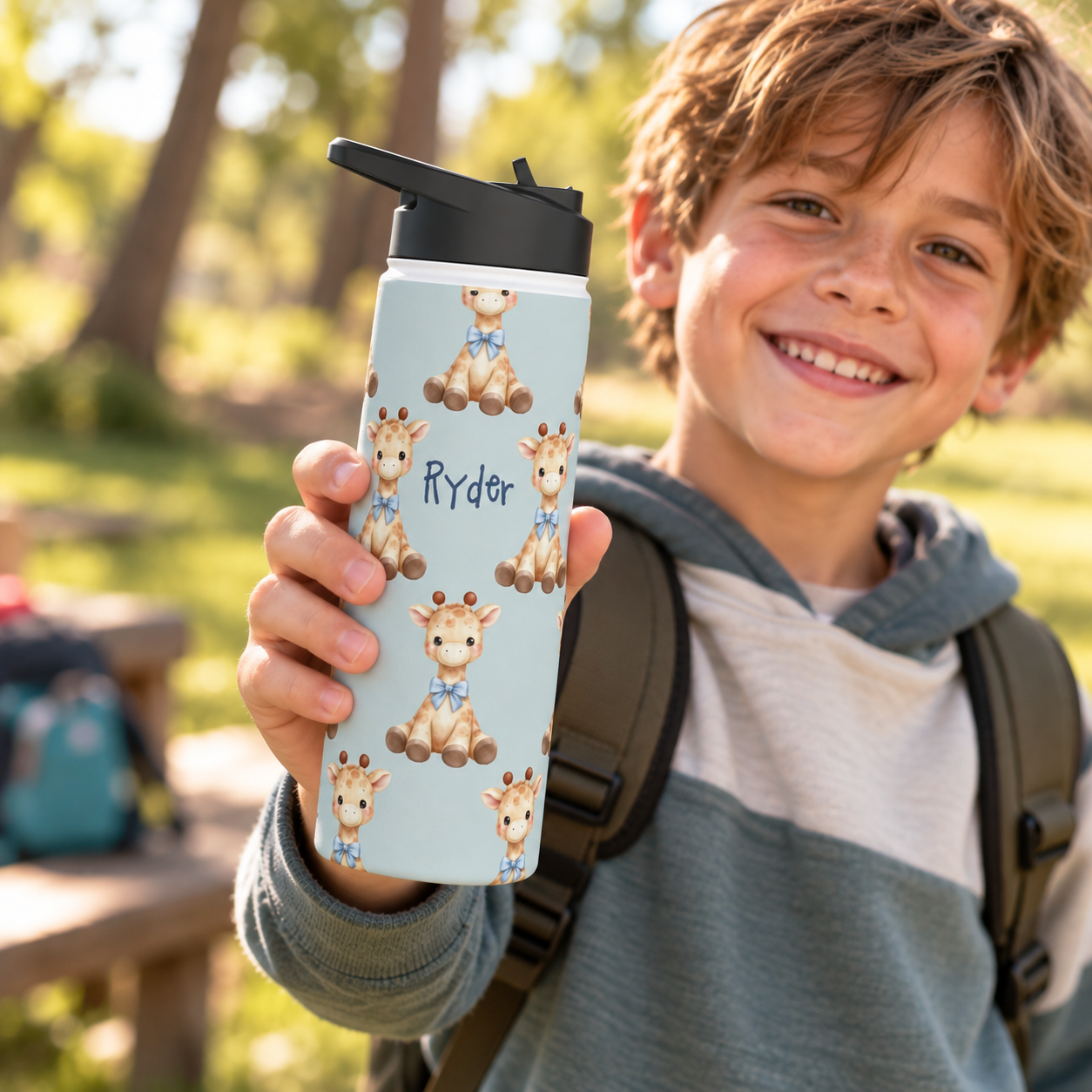 Personalized Water Bottle - Baby Giraffe Custom Name