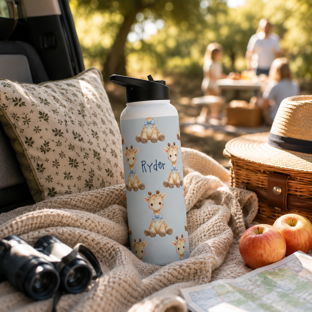 Personalized Water Bottle - Baby Giraffe Custom Name