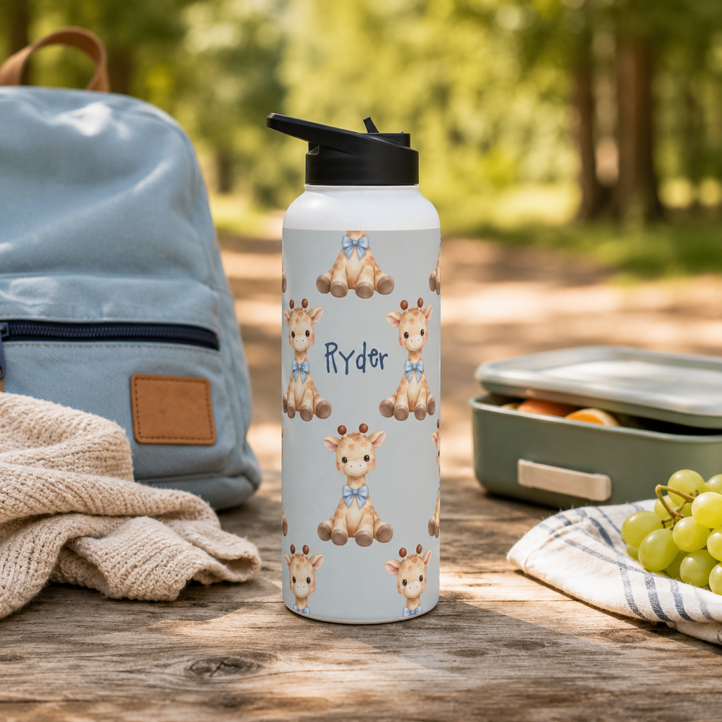 Personalized Water Bottle - Baby Giraffe Custom Name