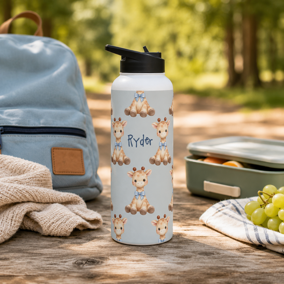 Personalized Water Bottle - Baby Giraffe Custom Name