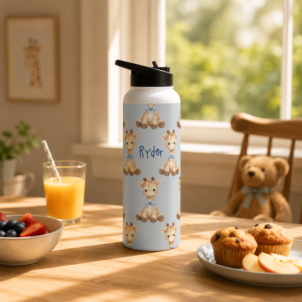 Personalized Water Bottle - Baby Giraffe Custom Name
