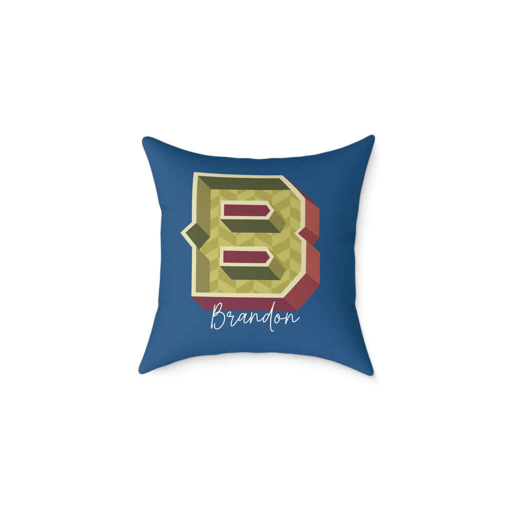 Personalized Initial B Pillow for Him - Custom Name Home Decor