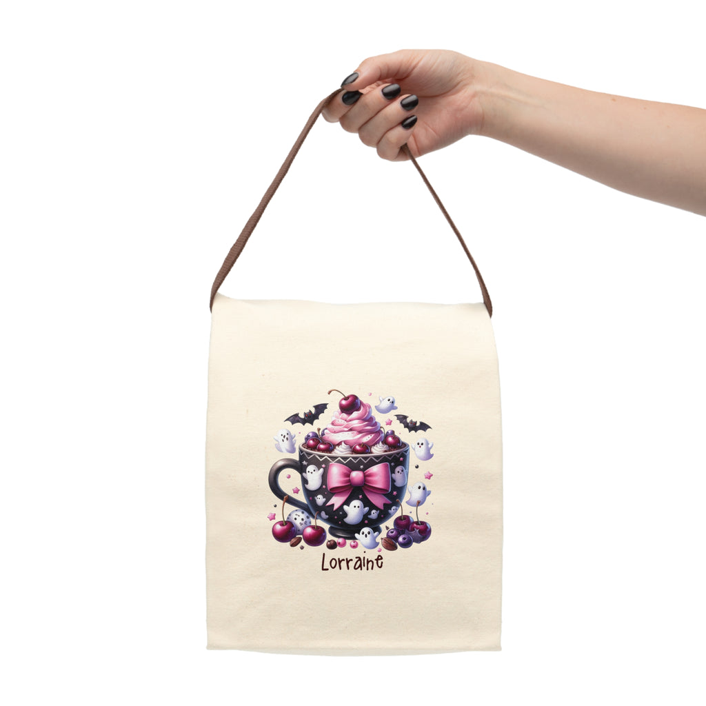 Personalized Halloween Teacup Treat Canvas Lunch Bag