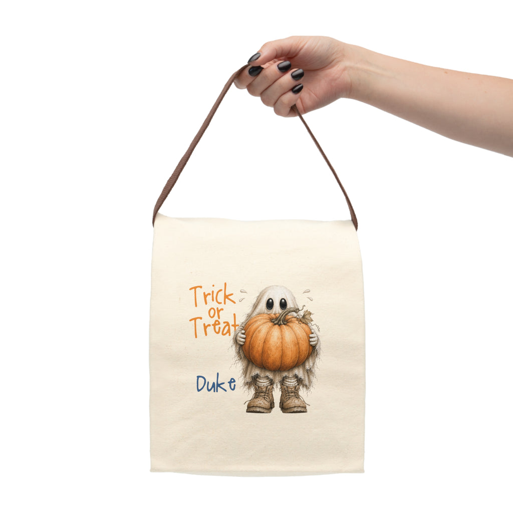 Personalized Trick or Treat Ghost Pumpkin Canvas Lunch Bag