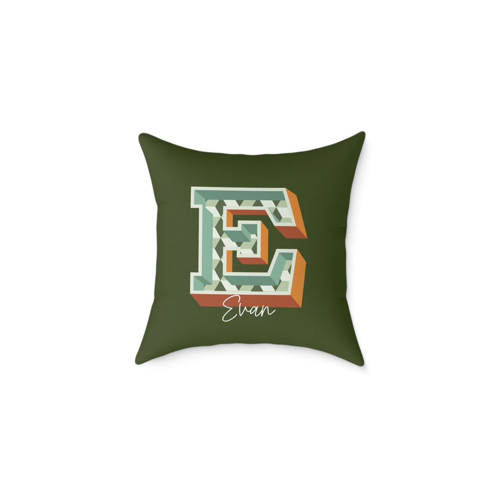 Personalized Initial E Pillow for Him - Custom Name Home Decor