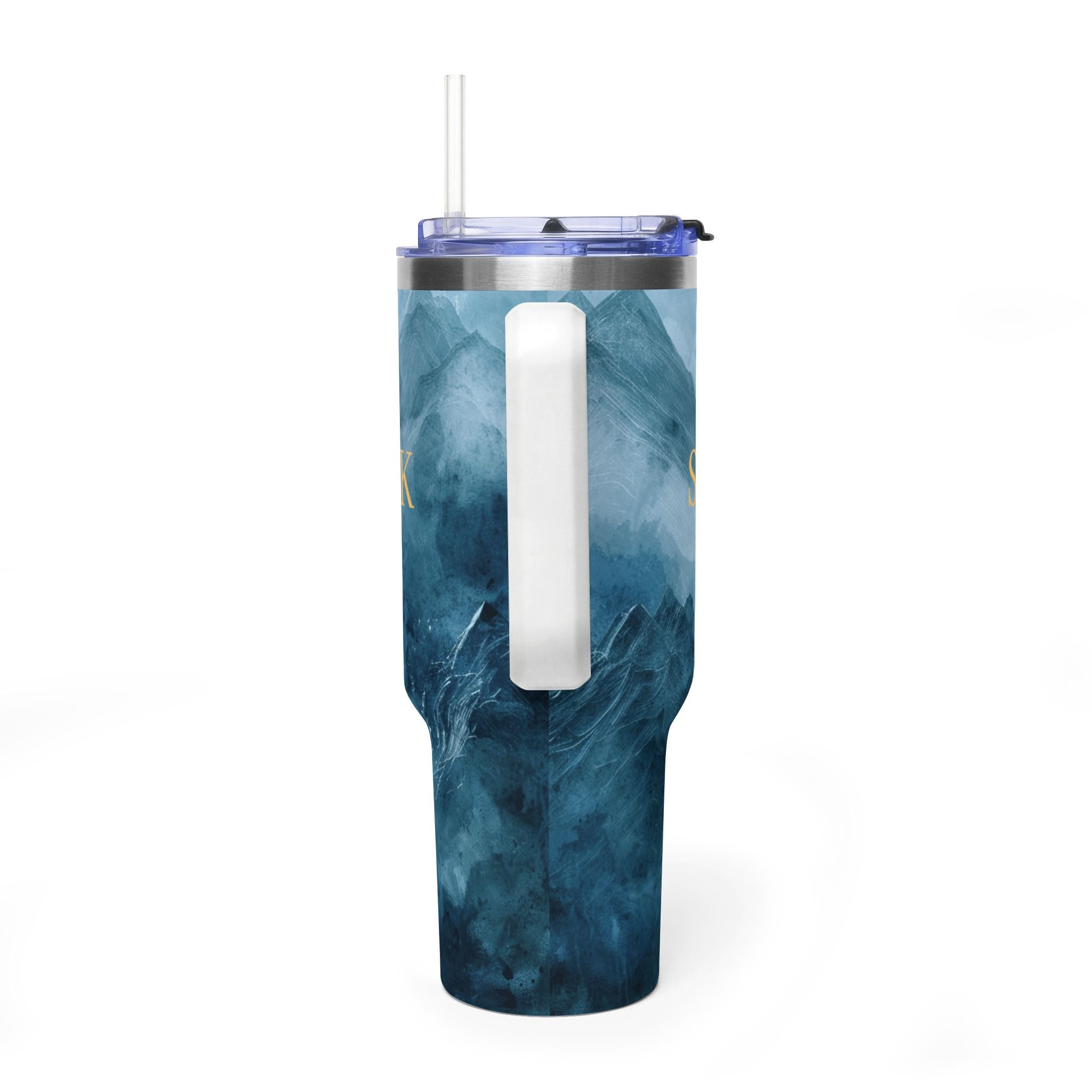 Personalized 40oz Tumbler with Handle - Blue Mountain Custom Initials