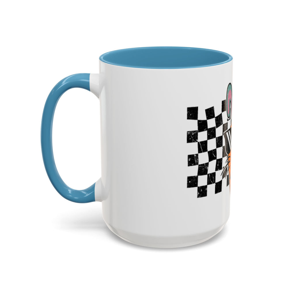Personalized Cool Carrot Bunny Mug - Retro Checkerboard Custom Name