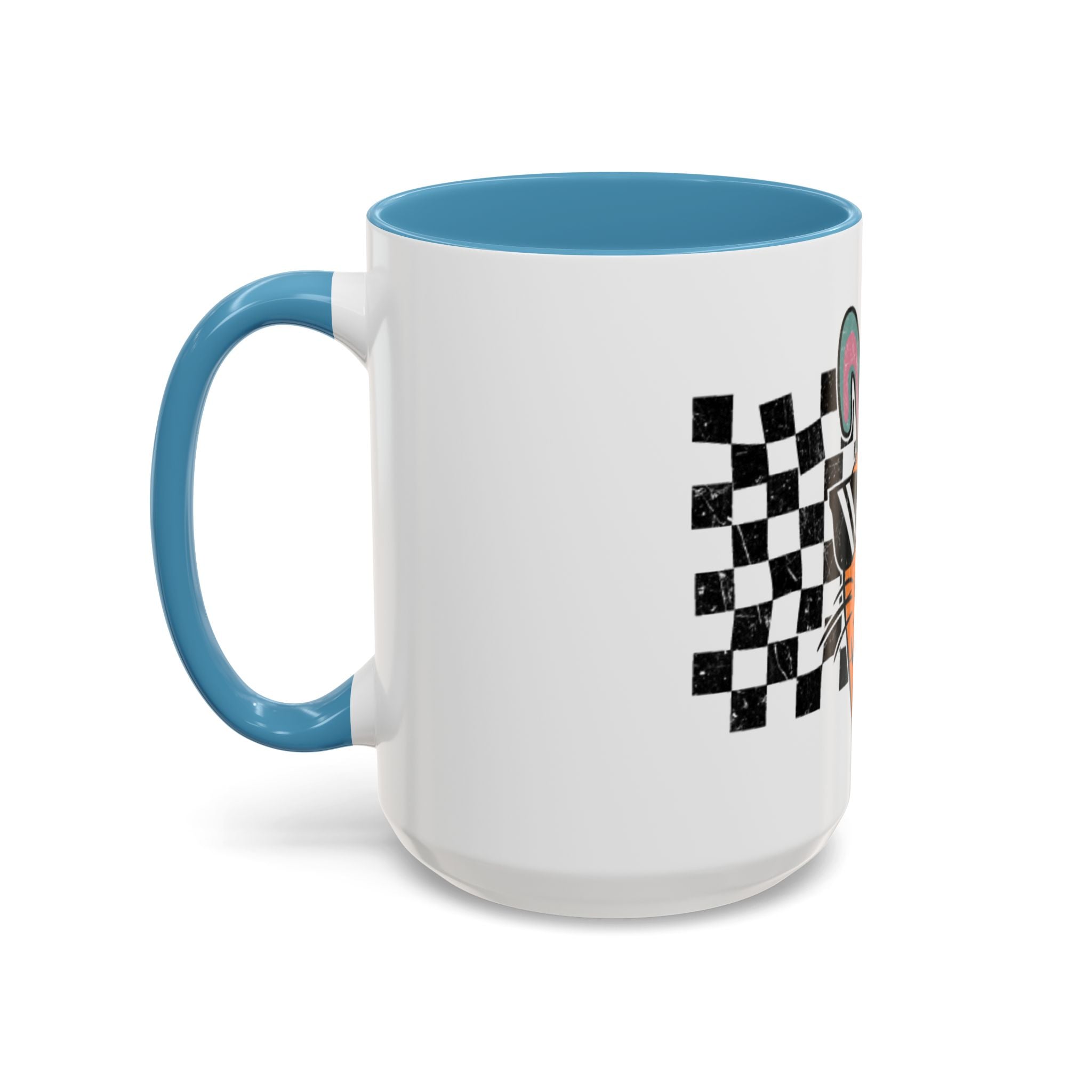 Personalized Cool Carrot Bunny Mug - Retro Checkerboard Custom Name