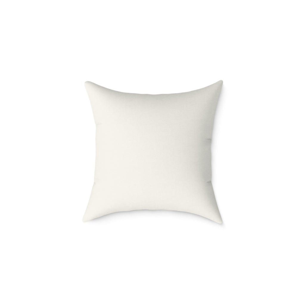Back of the reindeer ornaments family names Christmas pillow, solid cream