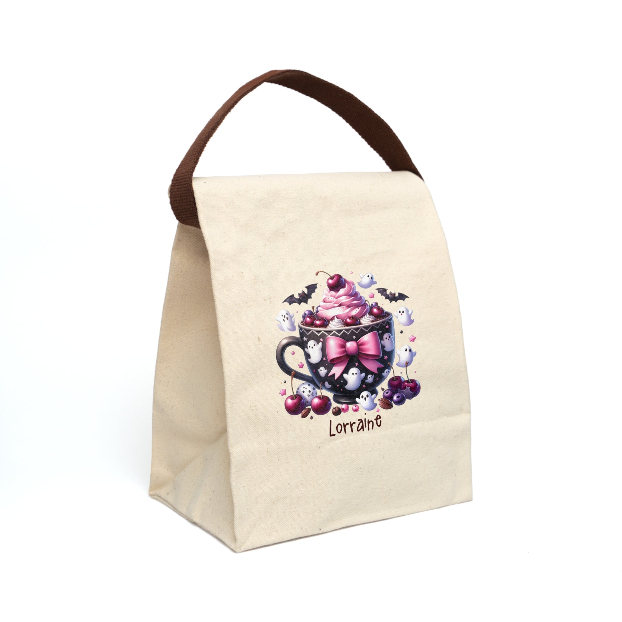 Personalized Halloween Teacup Treat Canvas Lunch Bag