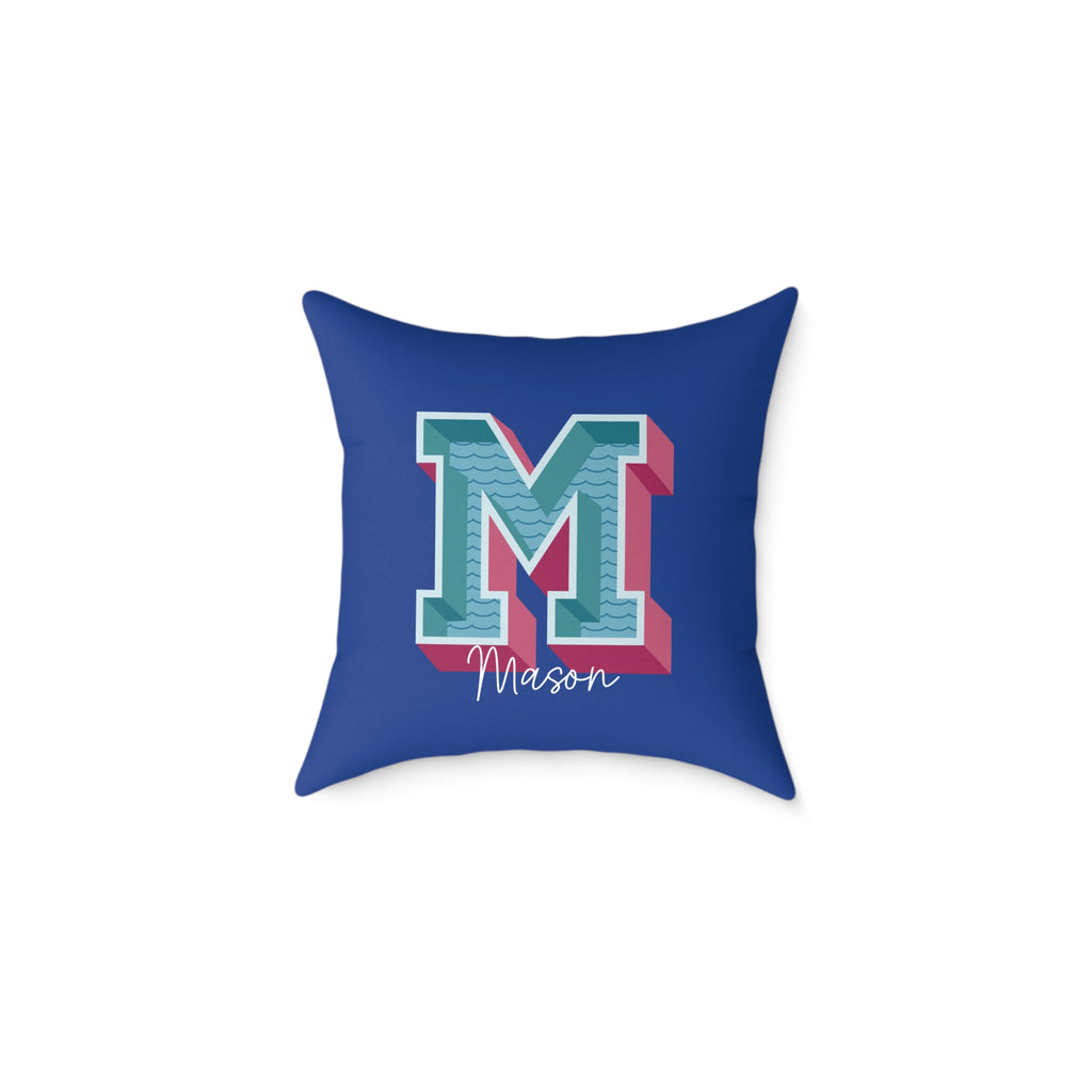 Personalized Initial M Pillow for Him - Custom Name Home Decor