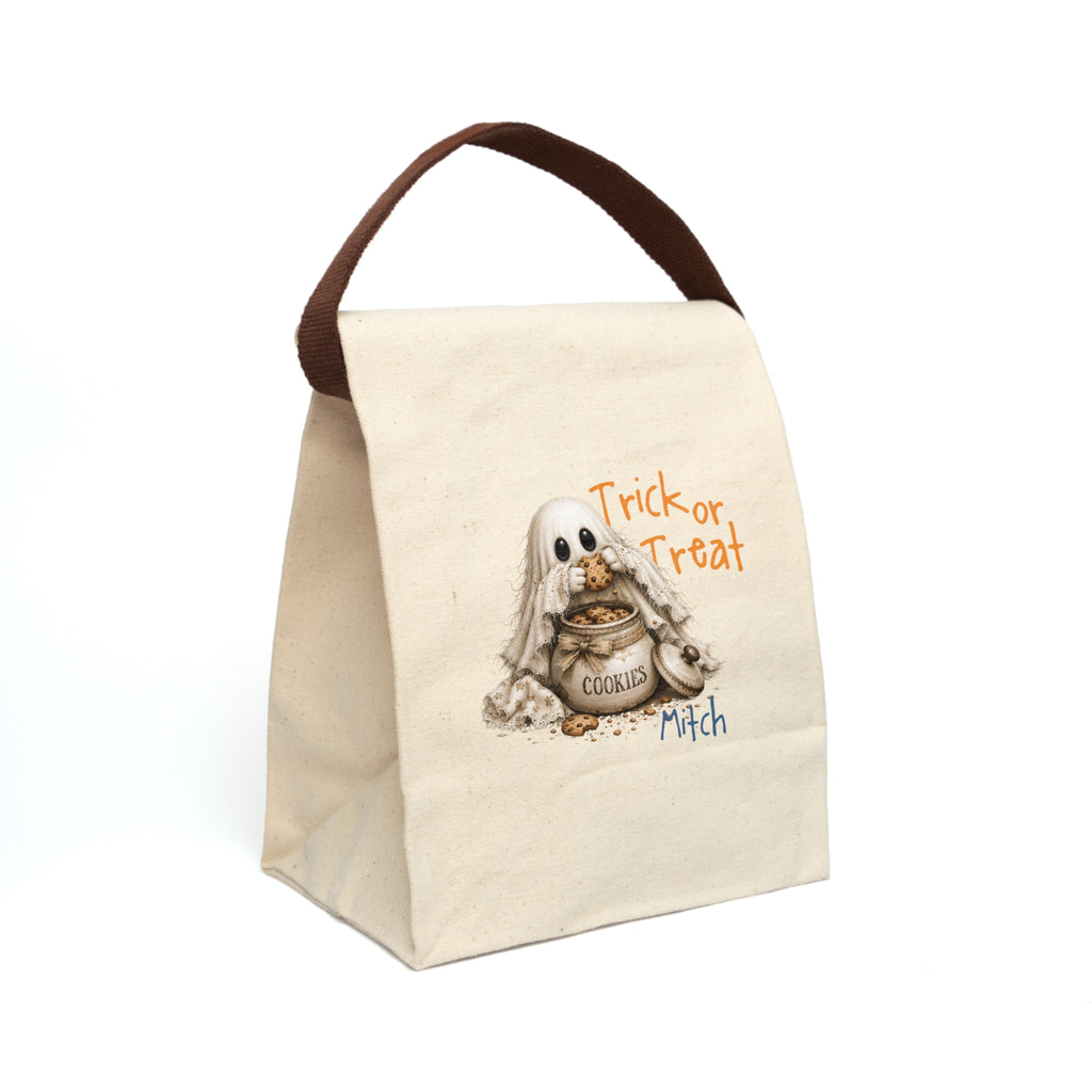 Personalized Trick or Treat Ghost Cookie Jar Canvas Lunch Bag