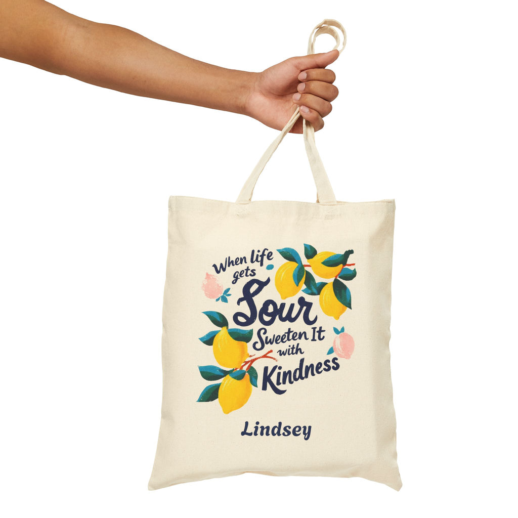 Personalized Lemon Quote Tote Bag - Custom Name Canvas Tote