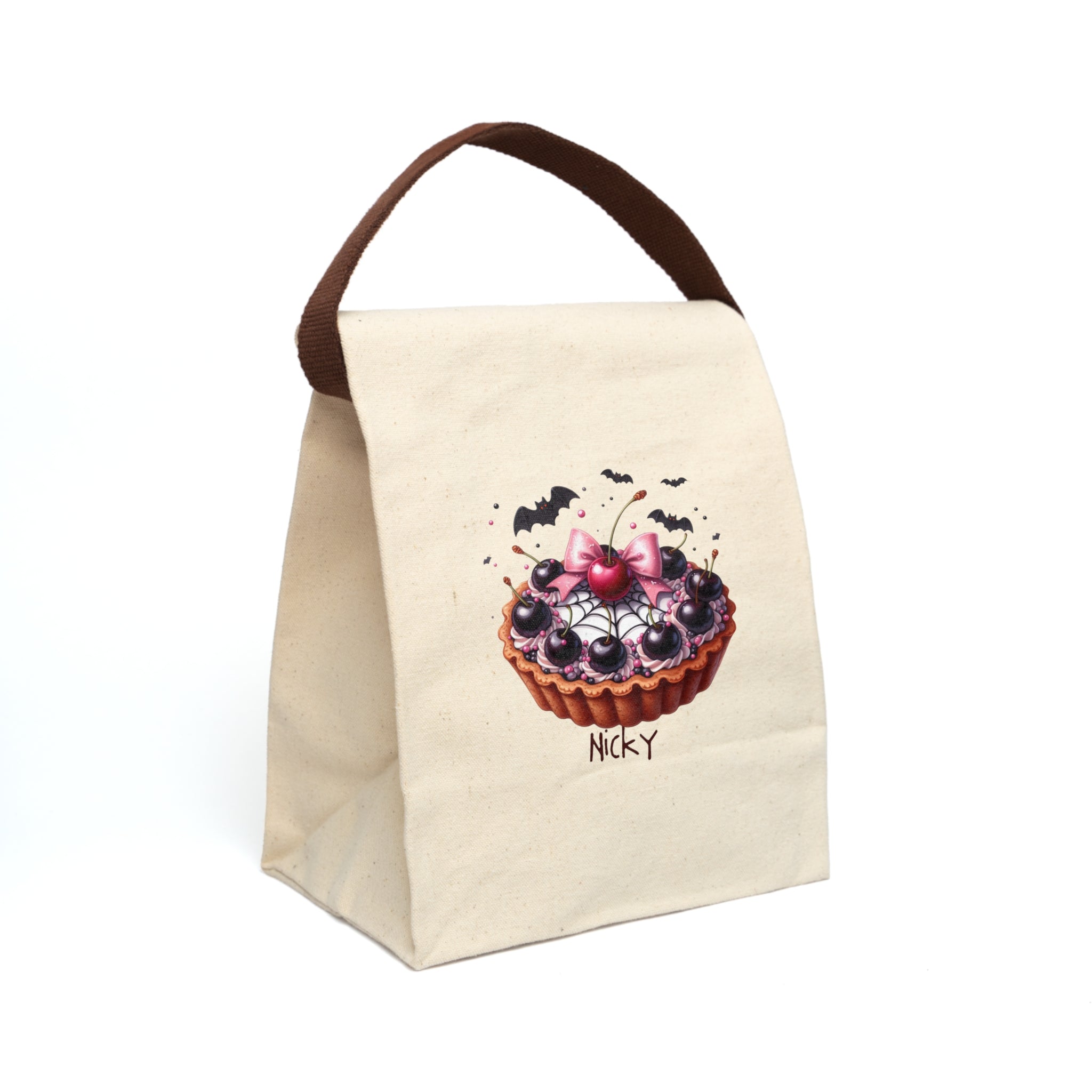 Personalized Halloween Cherry Tart Canvas Lunch Bag