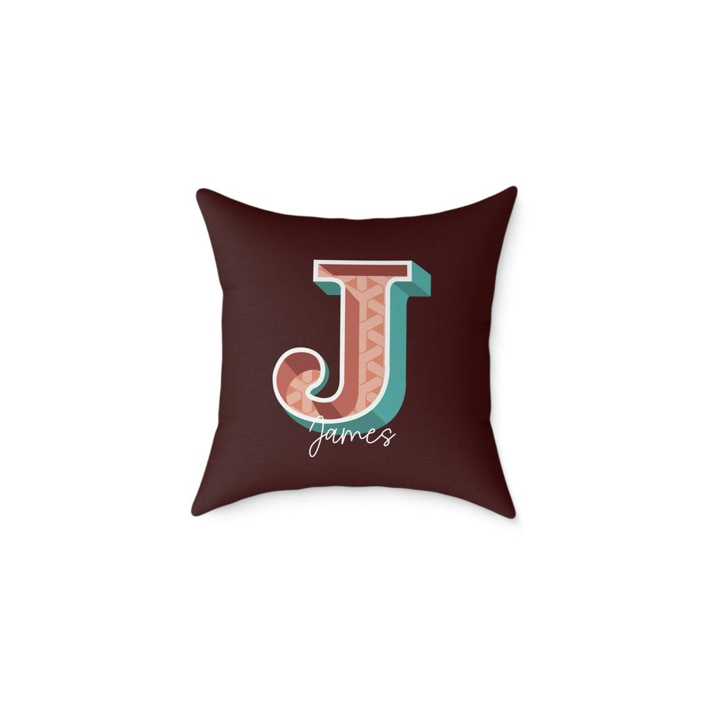 Personalized Initial J Pillow for Him - Custom Name Home Decor