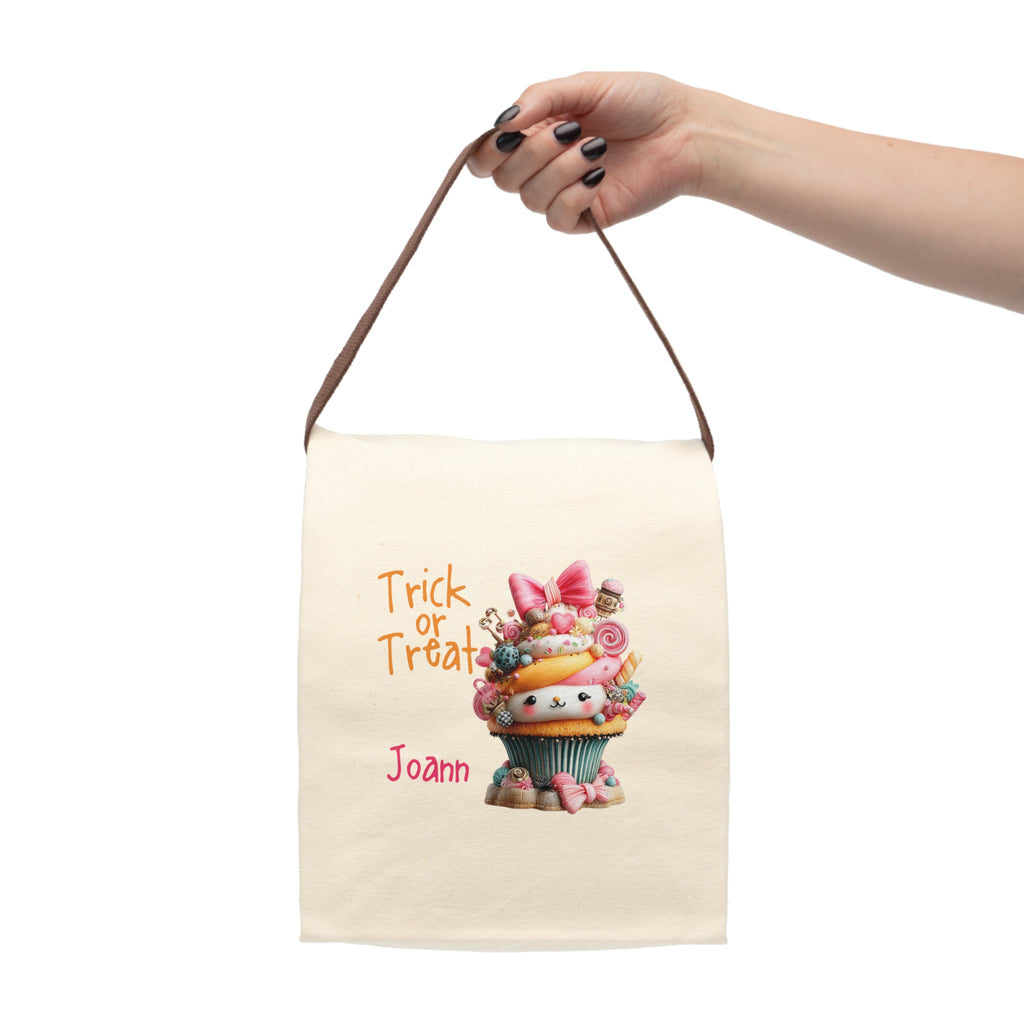 Personalized Trick or Treat Candy Cupcake Canvas Lunch Bag